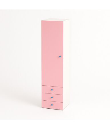 Szafa z szufladami, pojedynczymi drzwiami i drążkiem